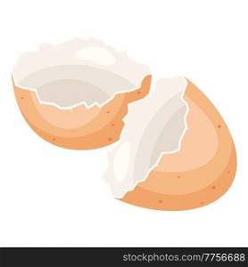 Illustration of brown broken chicken egg shell. Image for gastronomy, food and agricultural industries.. Illustration of brown broken chicken egg shell. Image for food and agricultural industries.