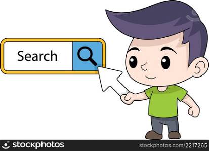 illustration of browsing the internet, searching for information on the internet, cartoon flat illustration