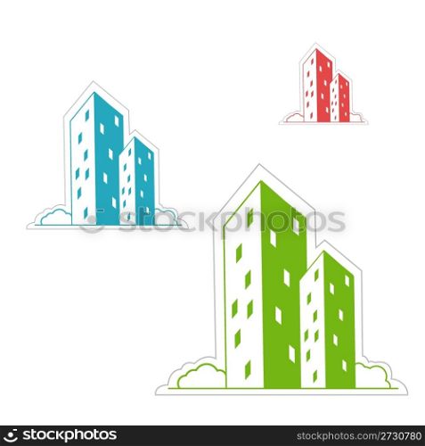 illustration of buildings on white background
