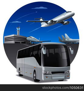illustration of bus in airport for passengers. bus in airport