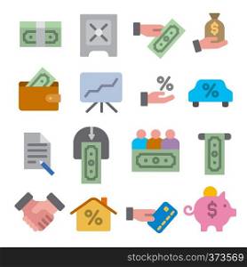 illustration of business and finance flat icon set