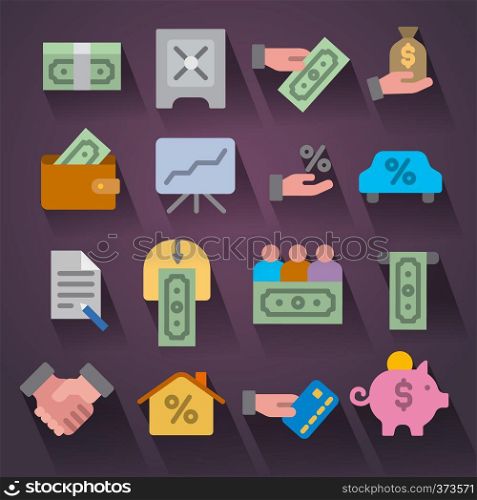 illustration of business and finance flat icon set