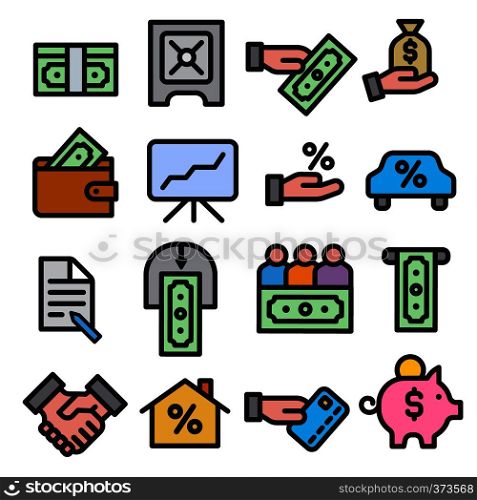 illustration of business and finance icon set black outline. finance icon set