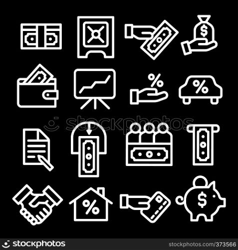 illustration of business and finance icon set white outline on the white background. financial icon set
