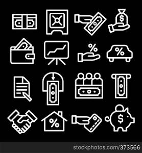 illustration of business and finance icon set white outline on the white background. financial icon set