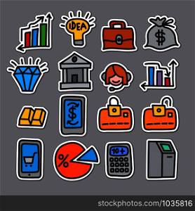 illustration of business and finance stickers. finance stickers