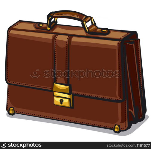 illustration of business leather brown briefcase. leather brown briefcase