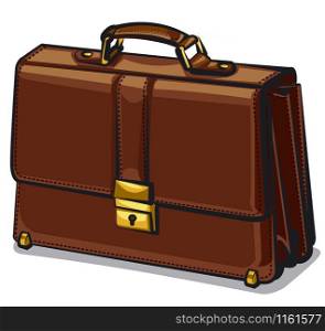 illustration of business leather brown briefcase. leather brown briefcase