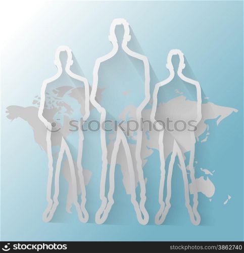 Illustration of business men group with world map