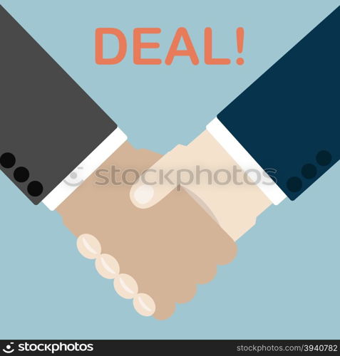 Illustration of businessman doing a handshake to make a deal