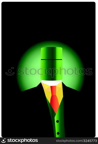 Illustration of businessman with bottle cap head