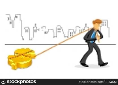 illustration of businessman with dollar on white background