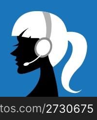 illustration of call center lady with headphone