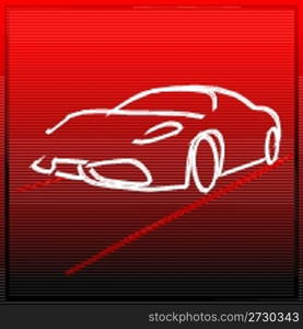 illustration of car icon in sketch look on bright gradient background
