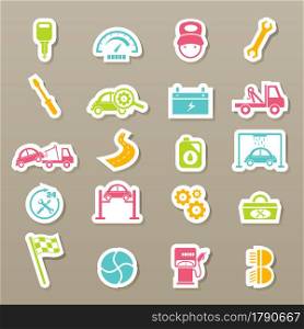 illustration of car service maintenance icons set