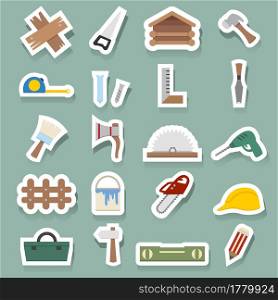 illustration of Carpentry icons set