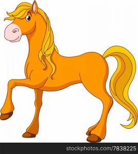 Illustration of cartoon beautiful golden horse