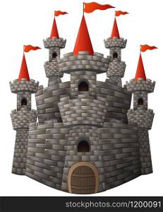 Illustration of Cartoon fairy tale stone castle