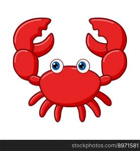Illustration of Cartoon funny crab on white background