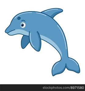 Illustration of Cartoon funny dolphin on white background