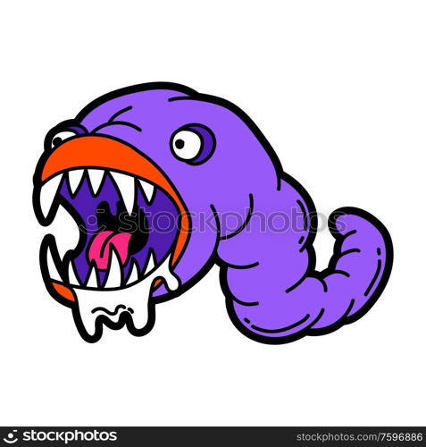 Illustration of cartoon monster. Urban colorful teenage creative image. Evil creature in modern comic style.. Illustration of cartoon monster.