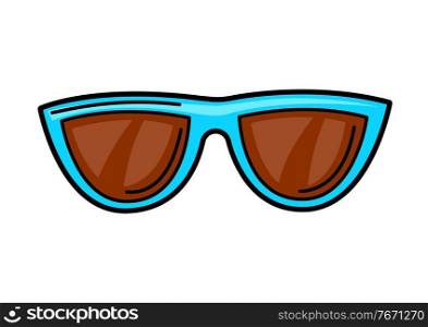 Illustration of cartoon sunglasses. Fashion symbol in modern comic style.. Illustration of cartoon sunglasses.