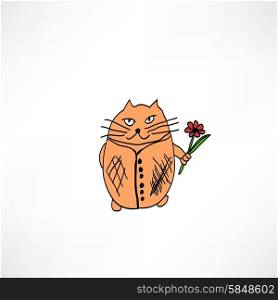 illustration of cat boy with roses