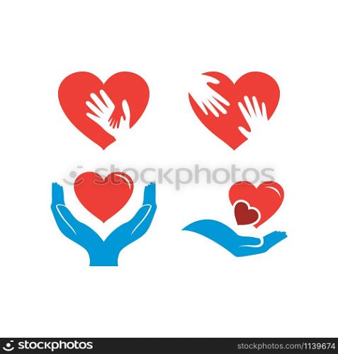 Illustration of charity logo design template isolated. Illustration of charity logo design template