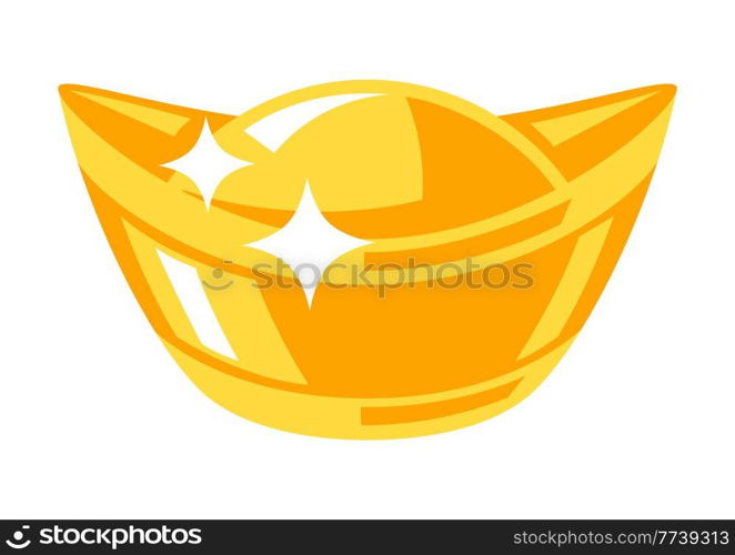 Illustration of Chinese gold ingot. Asian tradition New Year symbol. Talisman and holiday decoration.. Illustration of Chinese gold ingot. Asian tradition New Year symbol.