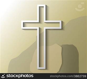 Illustration of Christian cross with empty grave
