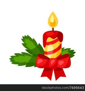 Illustration of Christmas candle. Stylized flat icon.. Illustration of Christmas candle.
