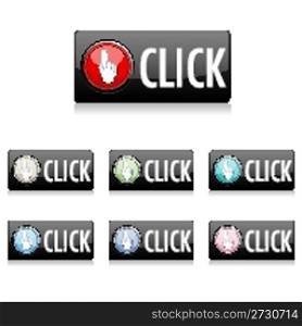 illustration of click button on white background