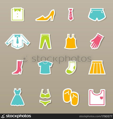 illustration of Clothing icons set vector