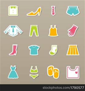illustration of Clothing icons set vector