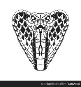 Illustration of cobra snake. Design element for logo, label, sign, emblem, poster. Vector illustration