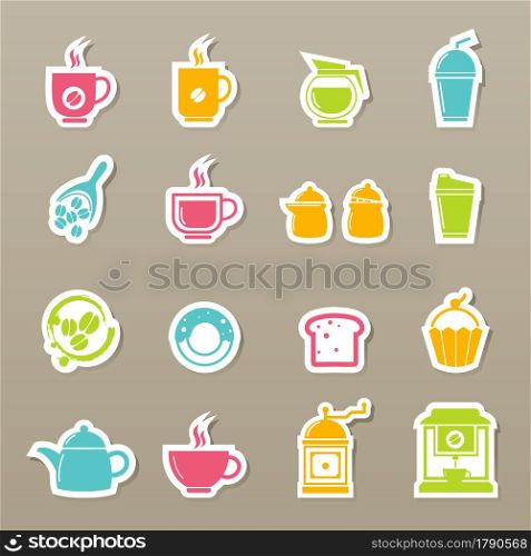 illustration of coffee and tea Icons vector