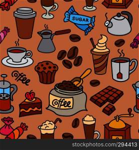 illustration of coffee seamless pattern background.  coffee seamless pattern