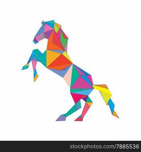 Illustration of colorful origami horse isolated on white background