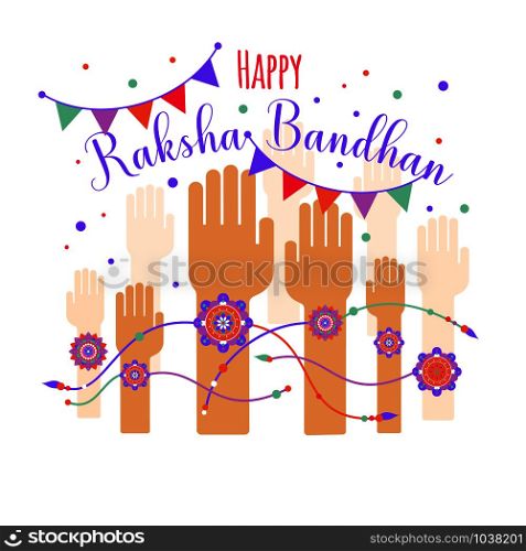 Illustration of colorful rakhi on hand in Raksha Bandhan. Illustration of colorful rakhi tied on hand in Raksha Bandhan