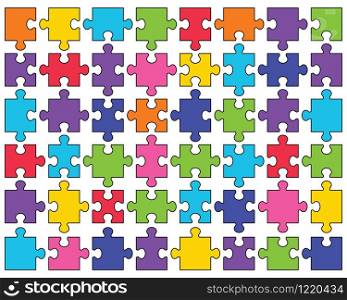 illustration of colorful shiny puzzle, separate parts