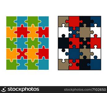 Illustration of colorful shiny puzzles, separate pieces