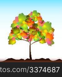illustration of colorful tree on isolated background
