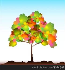 illustration of colorful tree on isolated background