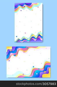 Illustration of colorful wave background template set