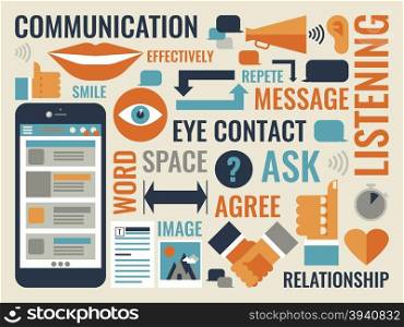 Illustration of communication infographic icon and elements concept