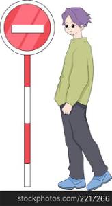 illustration of compliance with prohibition signs, stop signs cartoon flat illustration