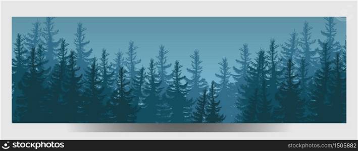 illustration of Coniferous Forest. Travel infographic. Forest silhouette, banner. illustration of Coniferous Forest. Travel infographic.