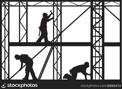 Illustration of construction workers isolated on white