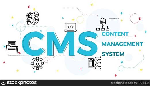 Illustration of content management system concept,CMS.
