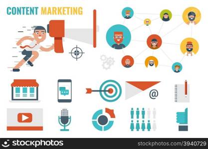 Illustration of content marketing infographic concept with icons and elements